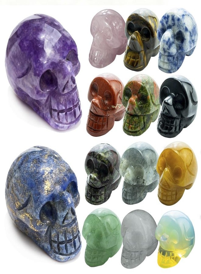 AierCrystal 14pcs 1 inch Natural Crystals Skulls Mineral Gems Ghost Head Polished Carved Reiki Healing Gift Desktop Home Decor Stone Crafts Statues (Natural Crystal - random14pcs) - Image 1